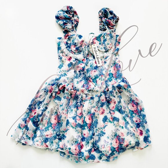 FOR LOVE & LEMONS Audrey Floral Mini Dress NWT - Picture 4 of 13